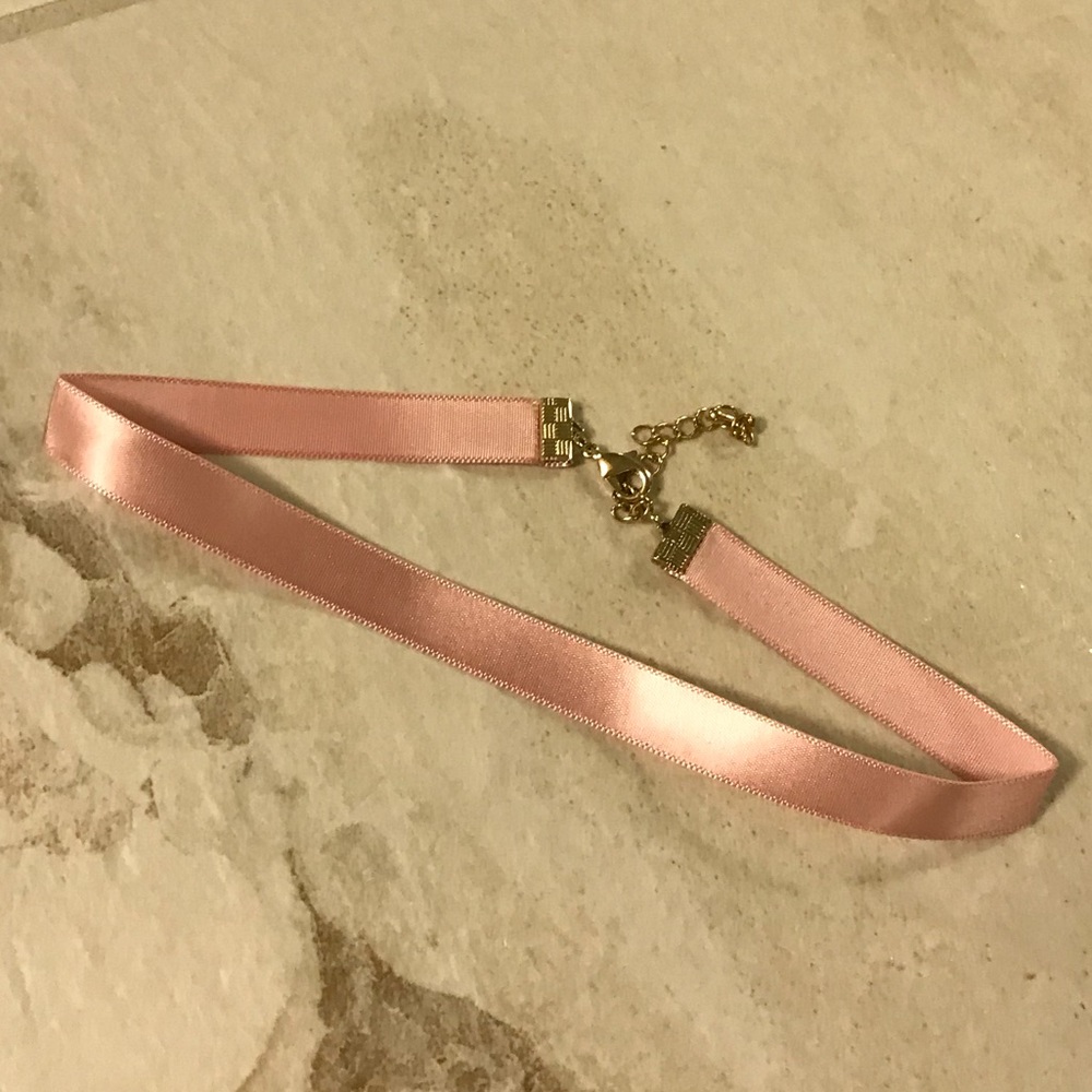 NEW Pink satin adjustable choker necklace